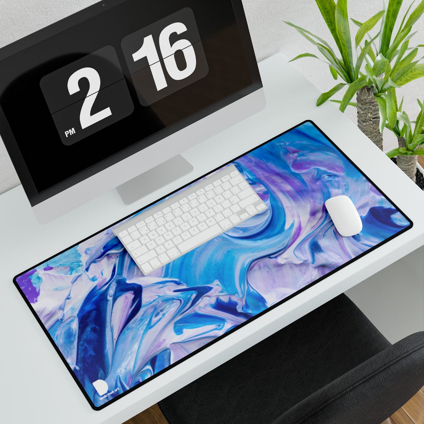 Blue Paint Mix Large Desk Mat & Mousepad | 800x400mm