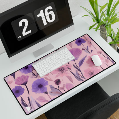 Pink And Violet Flower Design Large Desk Mat & Mousepad | 800x400mm