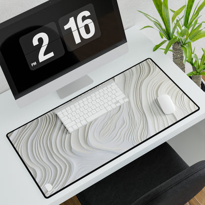 White Waves Large Desk Mat & Mousepad | 800x400mm