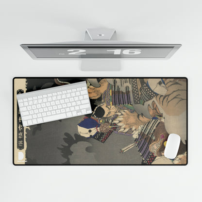 Ii no Hayata killing a monster at the Imperial Palace, Tsukioka Yoshitoshi Large Desk Mat & Mousepad | 800x400mm