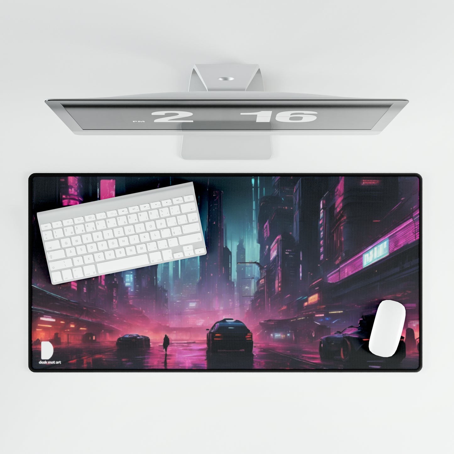 Cyberpunk Cityscape Large Desk Mat & Mousepad | 800x400mm