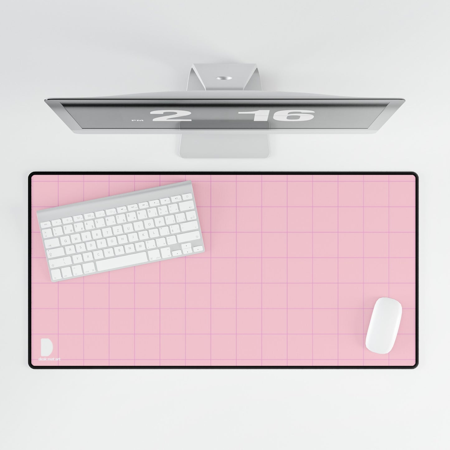 Pink Grid Large Desk Mat & Mousepad | 800x400mm