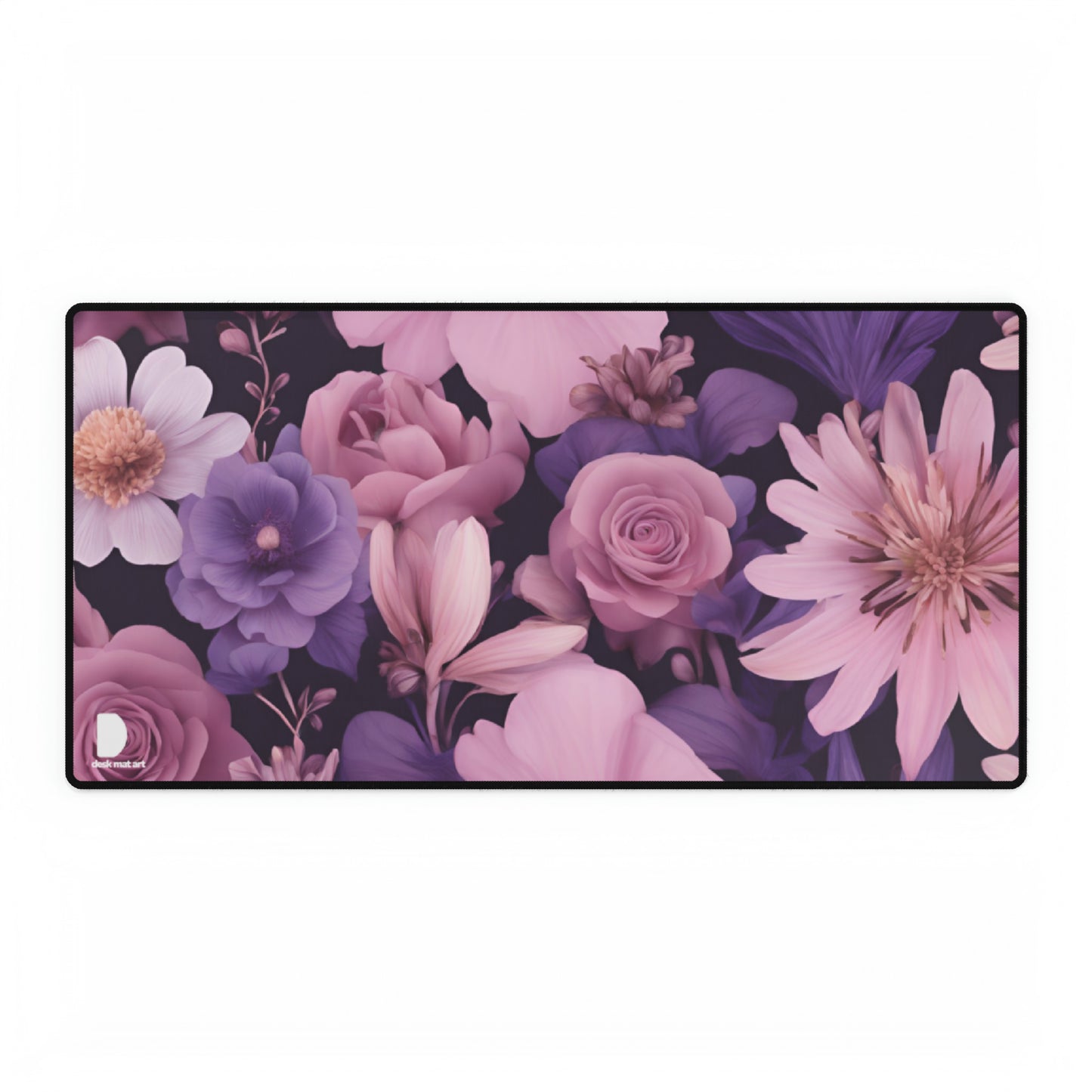 Pink & Violet Flowers Large Desk Mat & Mousepad | 800x400mm