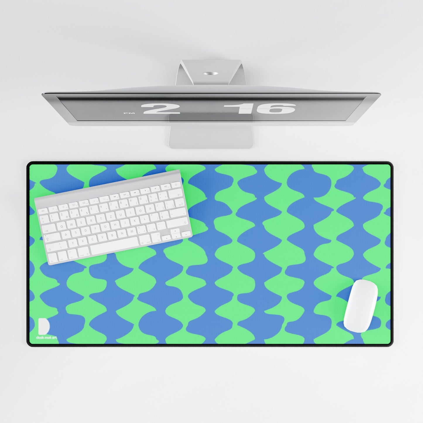 Soft Green & Blue Abstract Pattern Large Desk Mat & Mousepad | 800x400mm