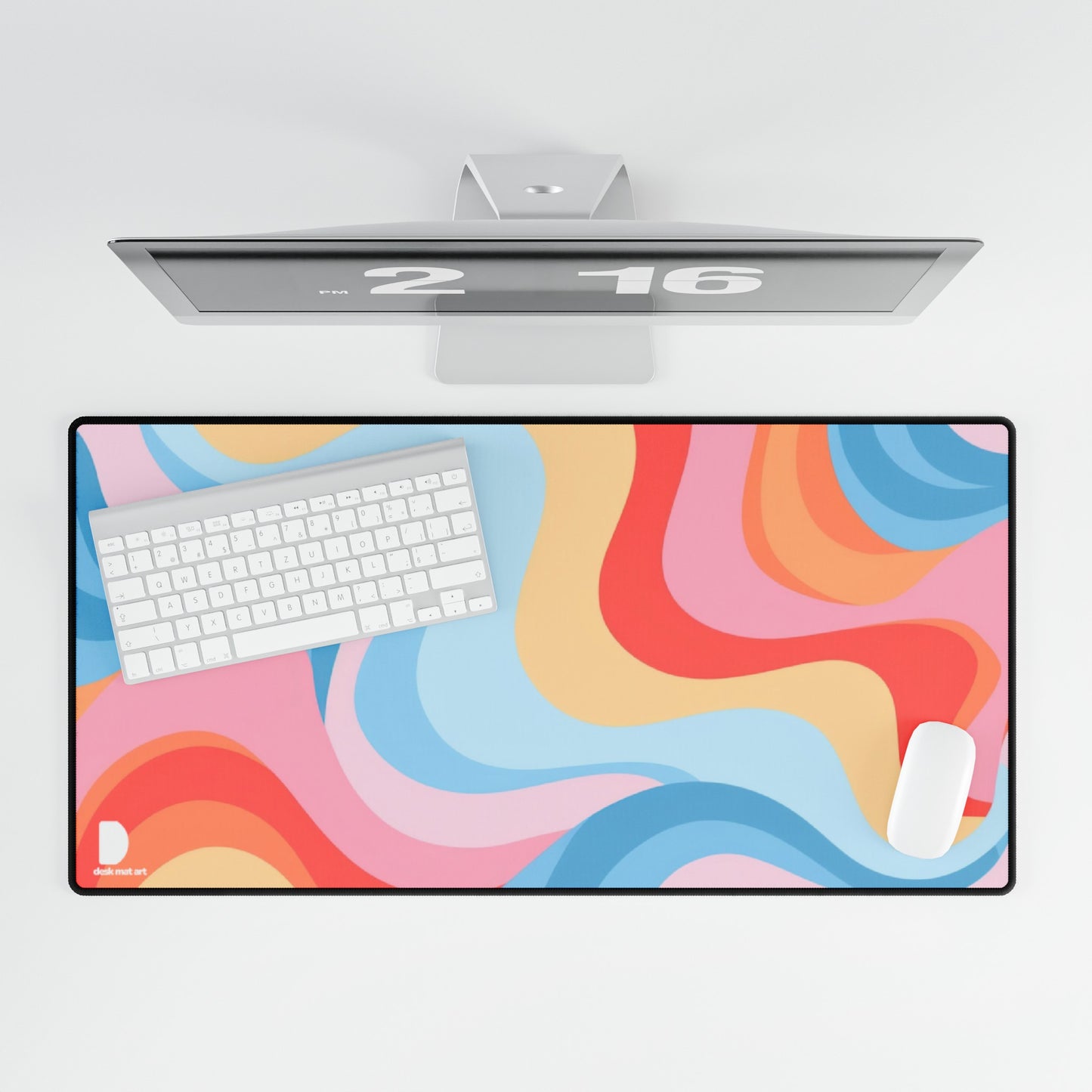 70's Wave & Twirls Large Desk Mat & Mousepad | 800x400mm