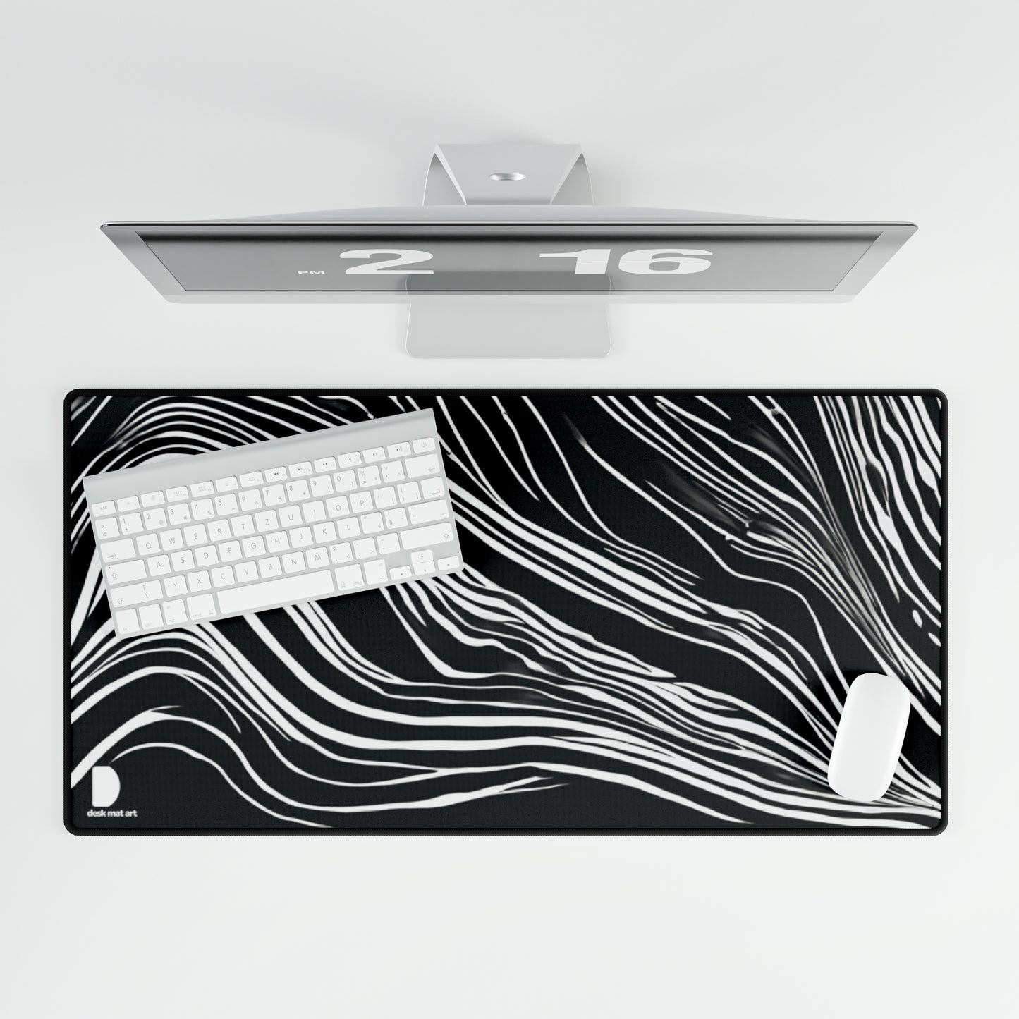 Black Lines Large Desk Mat & Mousepad | 800x400mm