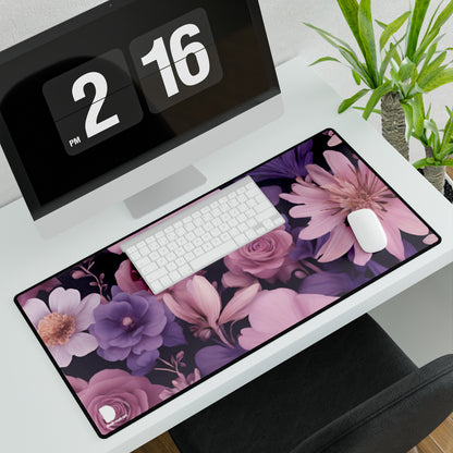 Pink & Violet Flowers Large Desk Mat & Mousepad | 800x400mm