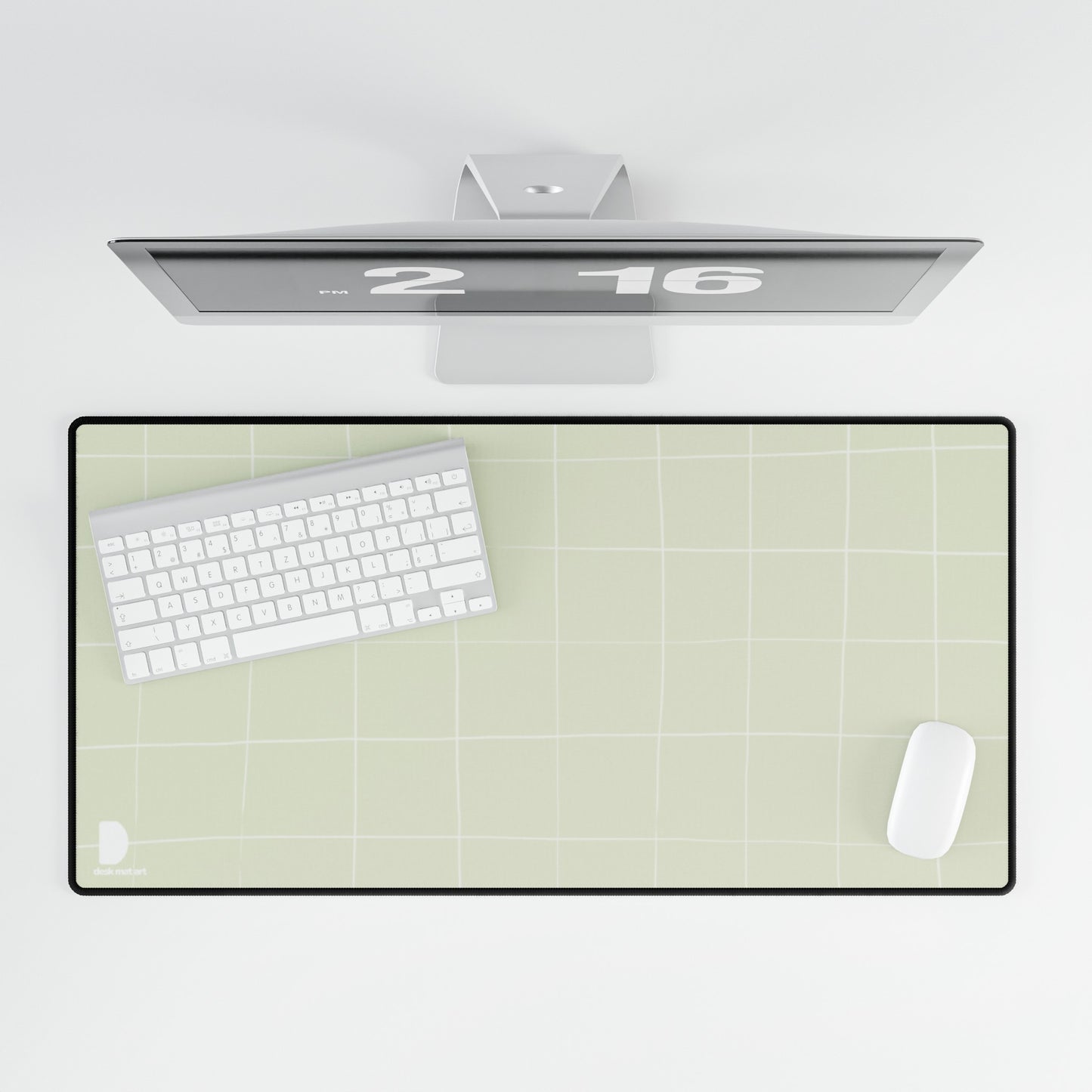 Sage Grid Large Desk Mat & Mousepad | 800x400mm