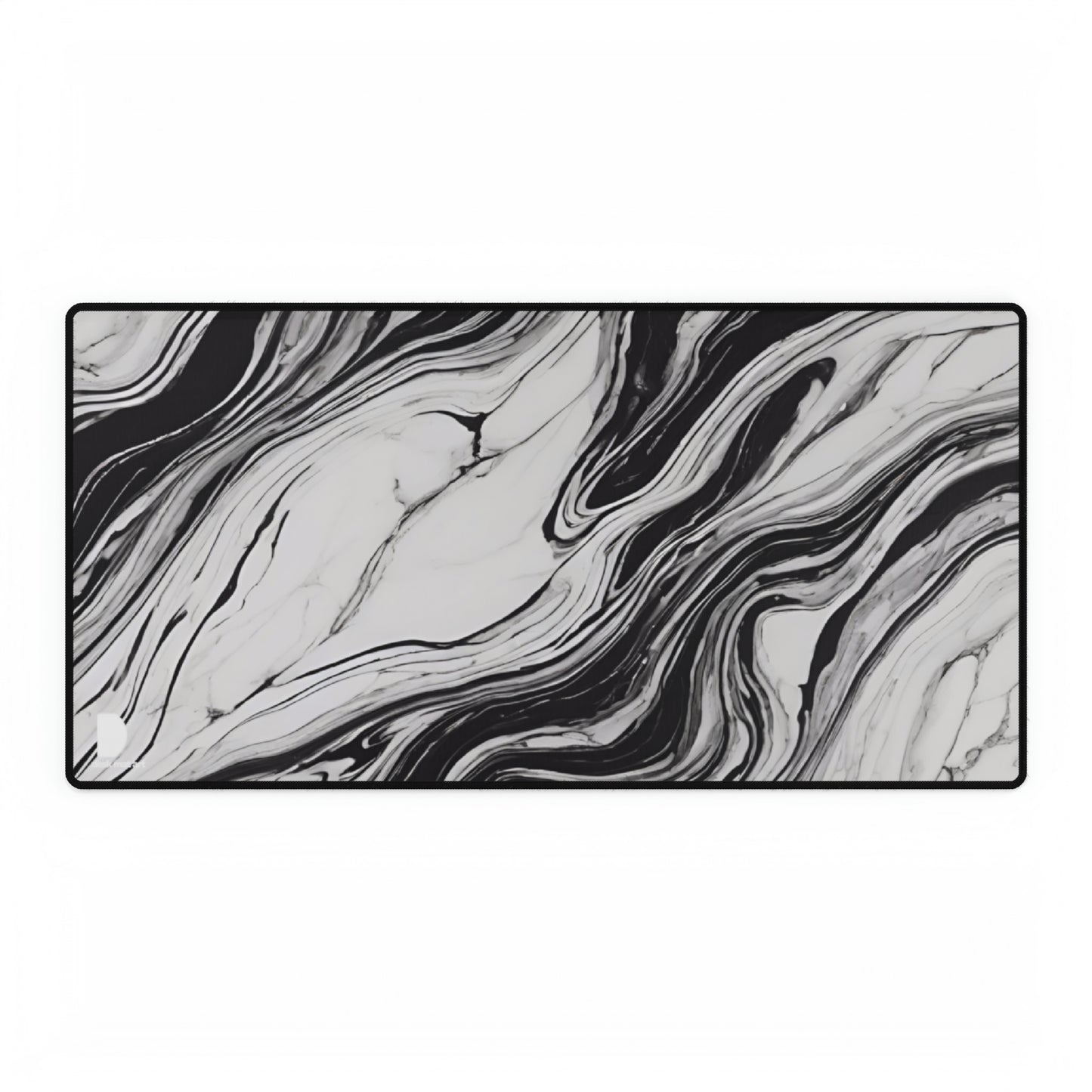 Black and White Marble Large Desk Mat & Mousepad | 800x400mm