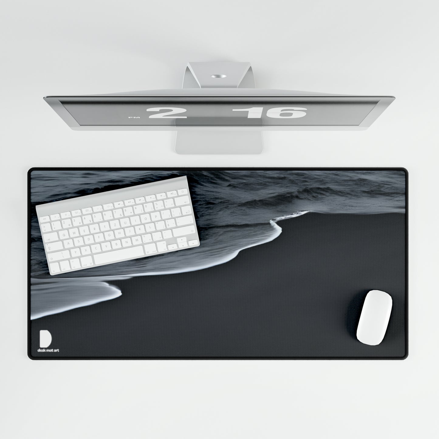 Black Beach Large Desk Mat & Mousepad | 800x400mm