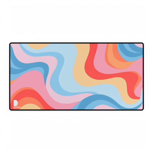 70's Wave & Twirls Large Desk Mat & Mousepad | 800x400mm