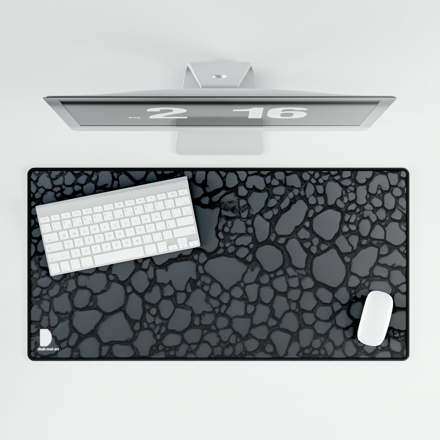 Black Asphalt Texture Large Desk Mat & Mousepad | 800x400mm