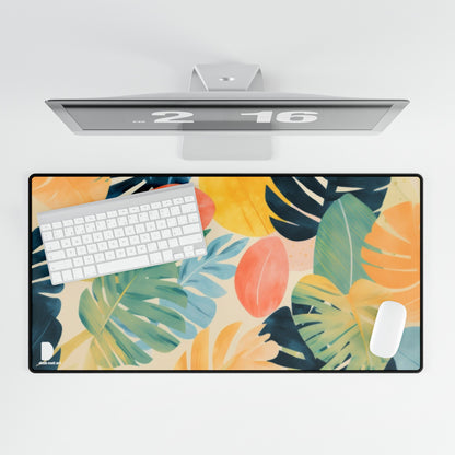 Pastel Leaves Large Desk Mat & Mousepad | 800x400mm