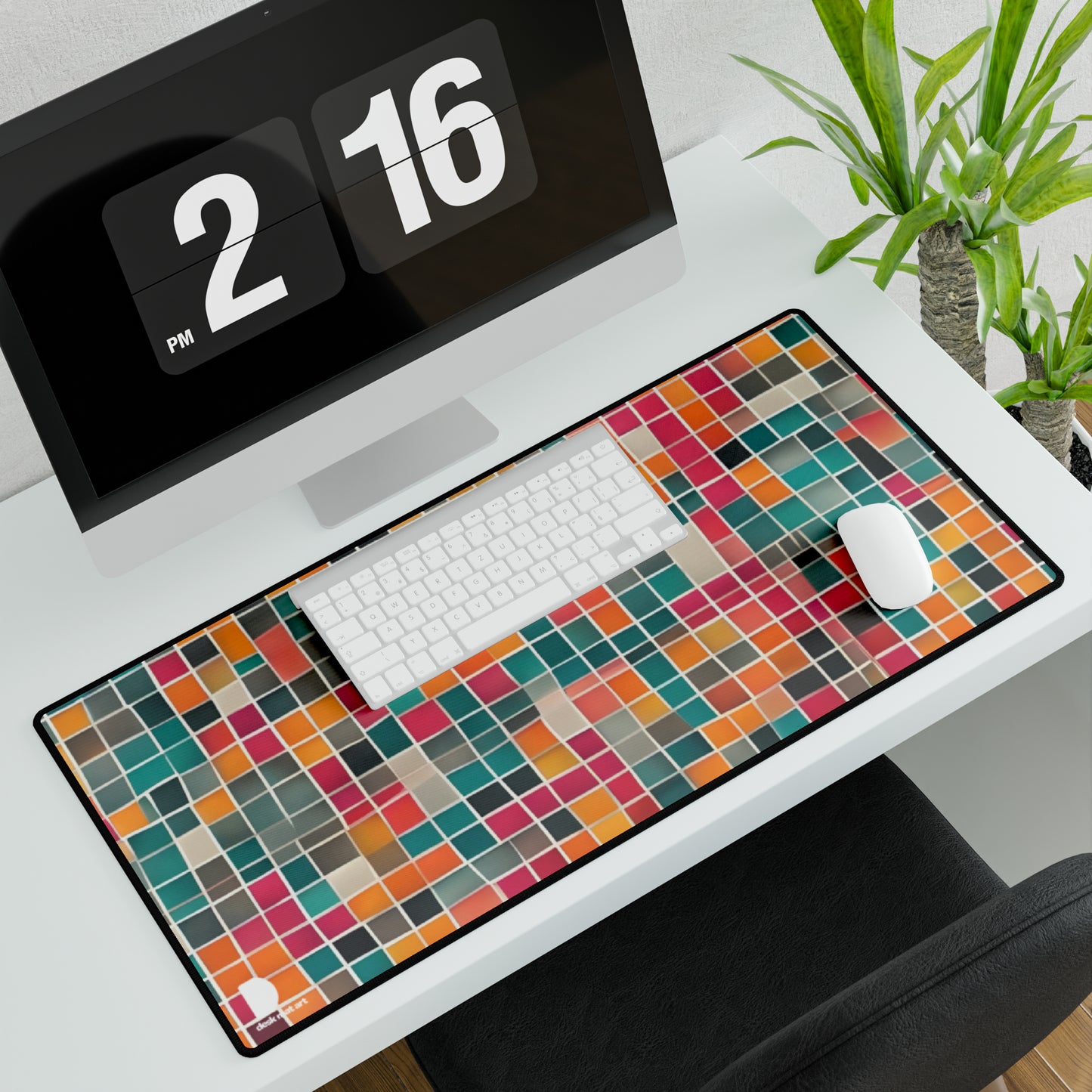 Coloured Square Pattern Large Desk Mat & Mousepad | 800x400mm