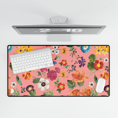 Pink Floral Pattern Large Desk Mat & Mousepad | 800x400mm