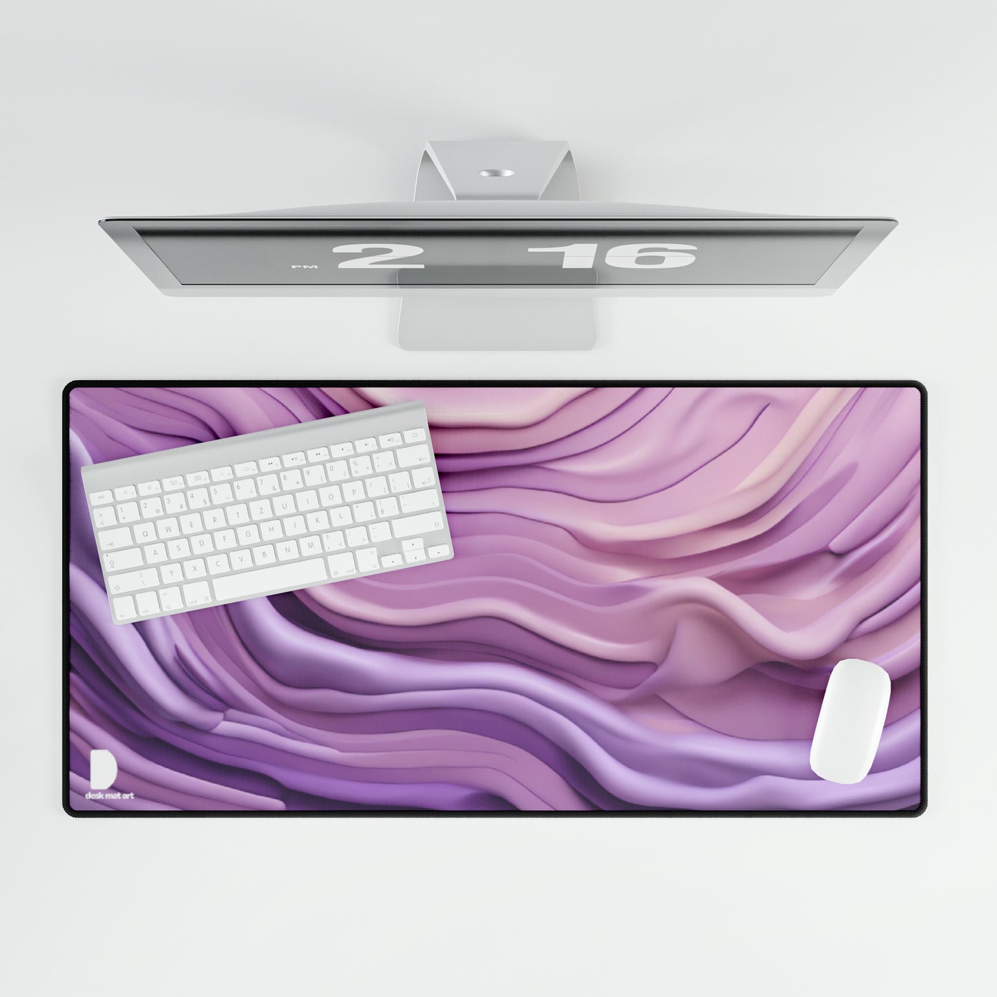 Pastel Lilac Lines Large Desk Mat & Mousepad | 800x400mm