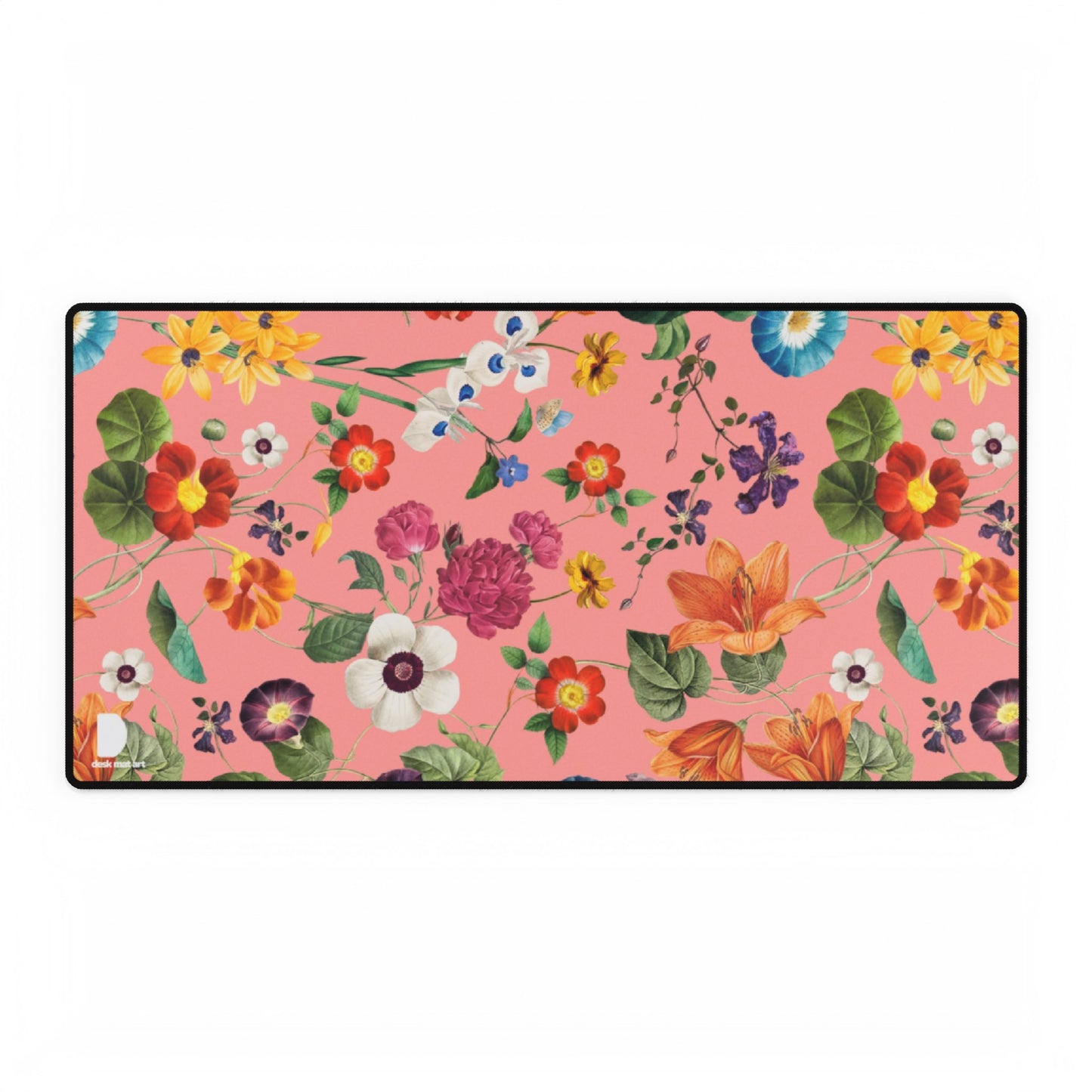 Pink Floral Pattern Large Desk Mat & Mousepad | 800x400mm