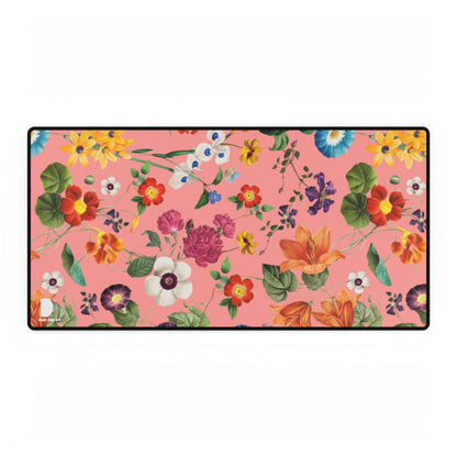 Pink Floral Pattern Large Desk Mat & Mousepad | 800x400mm