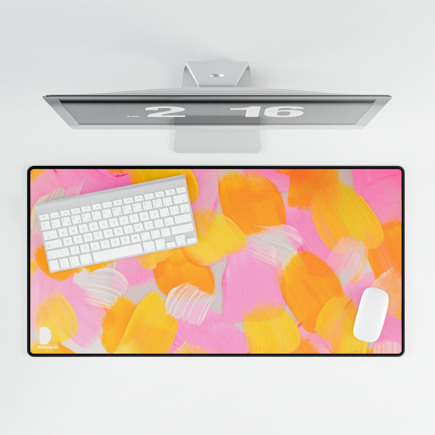 Pink & Yellow Paint Large Desk Mat & Mousepad | 800x400mm