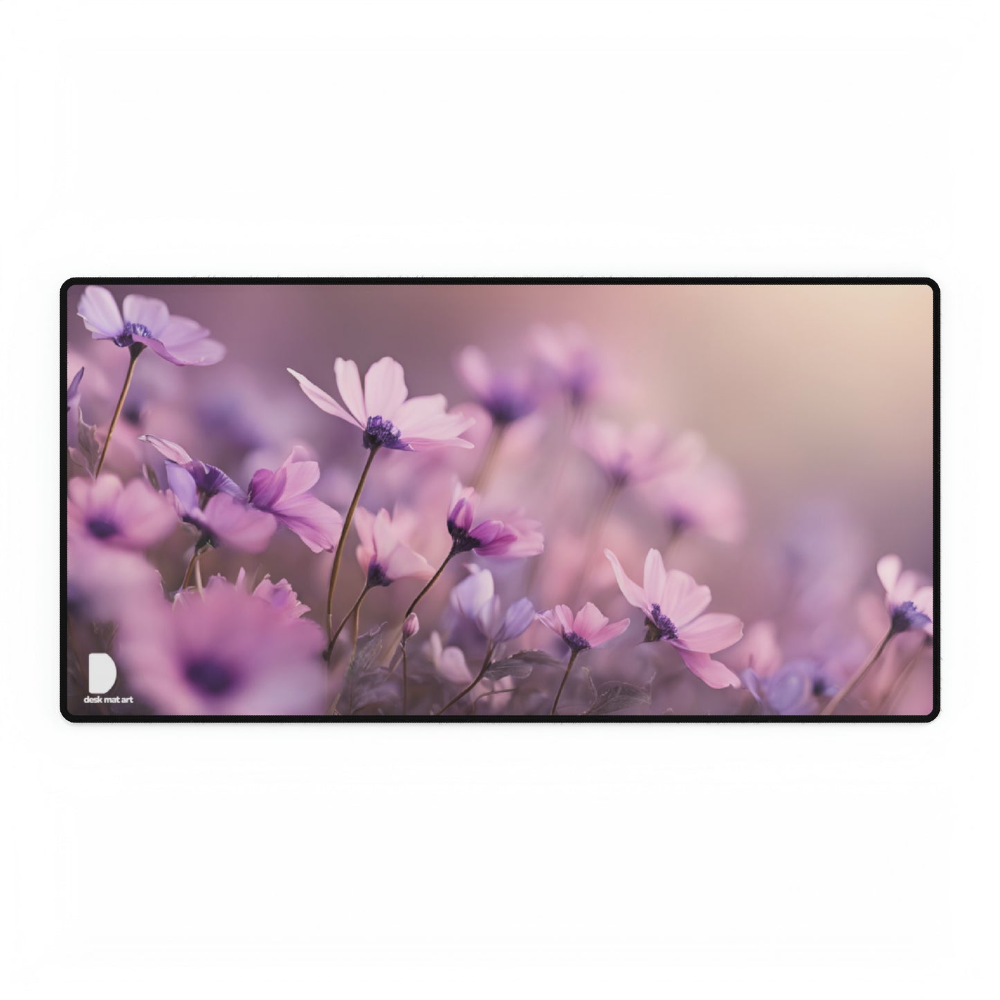 Violet and Pink Flowers Large Desk Mat & Mousepad | 800x400mm