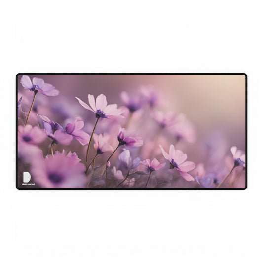 Violet and Pink Flowers Large Desk Mat & Mousepad | 800x400mm