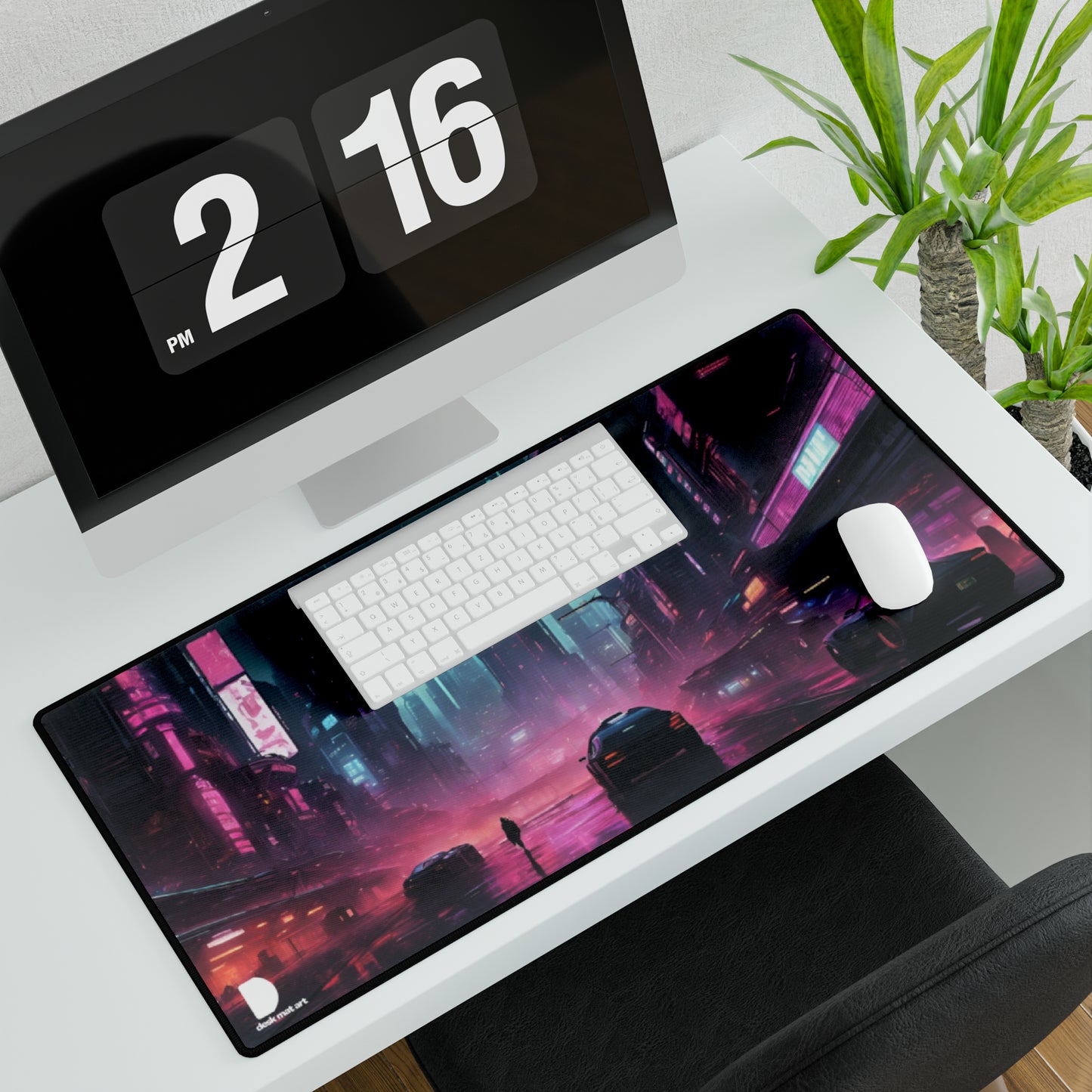 Cyberpunk Cityscape Large Desk Mat & Mousepad | 800x400mm