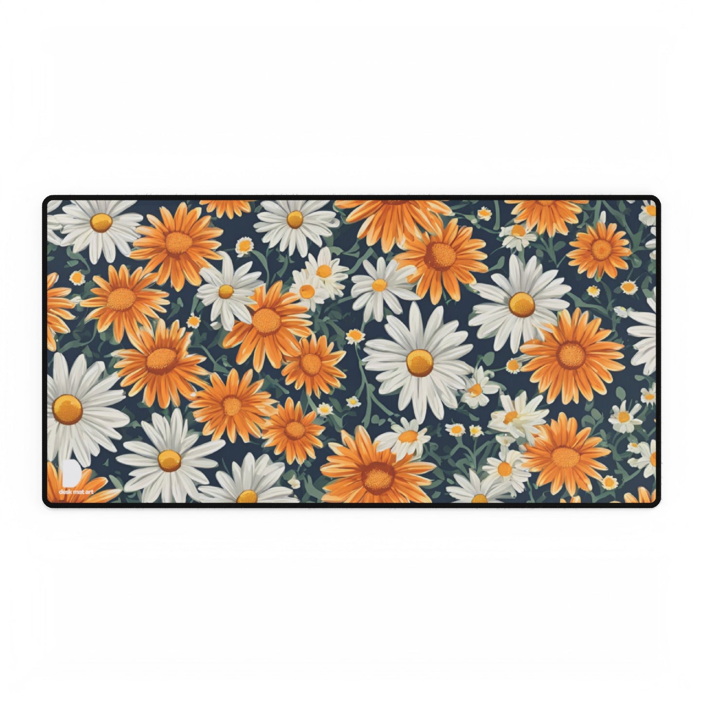 Orange & White Daisy Large Desk Mat & Mousepad | 800x400mm