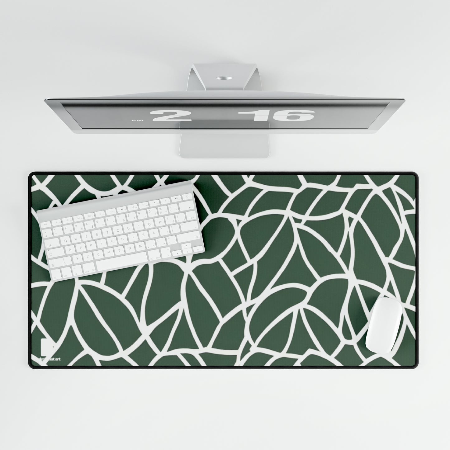 Green Line Pattern Large Desk Mat & Mousepad | 800x400mm