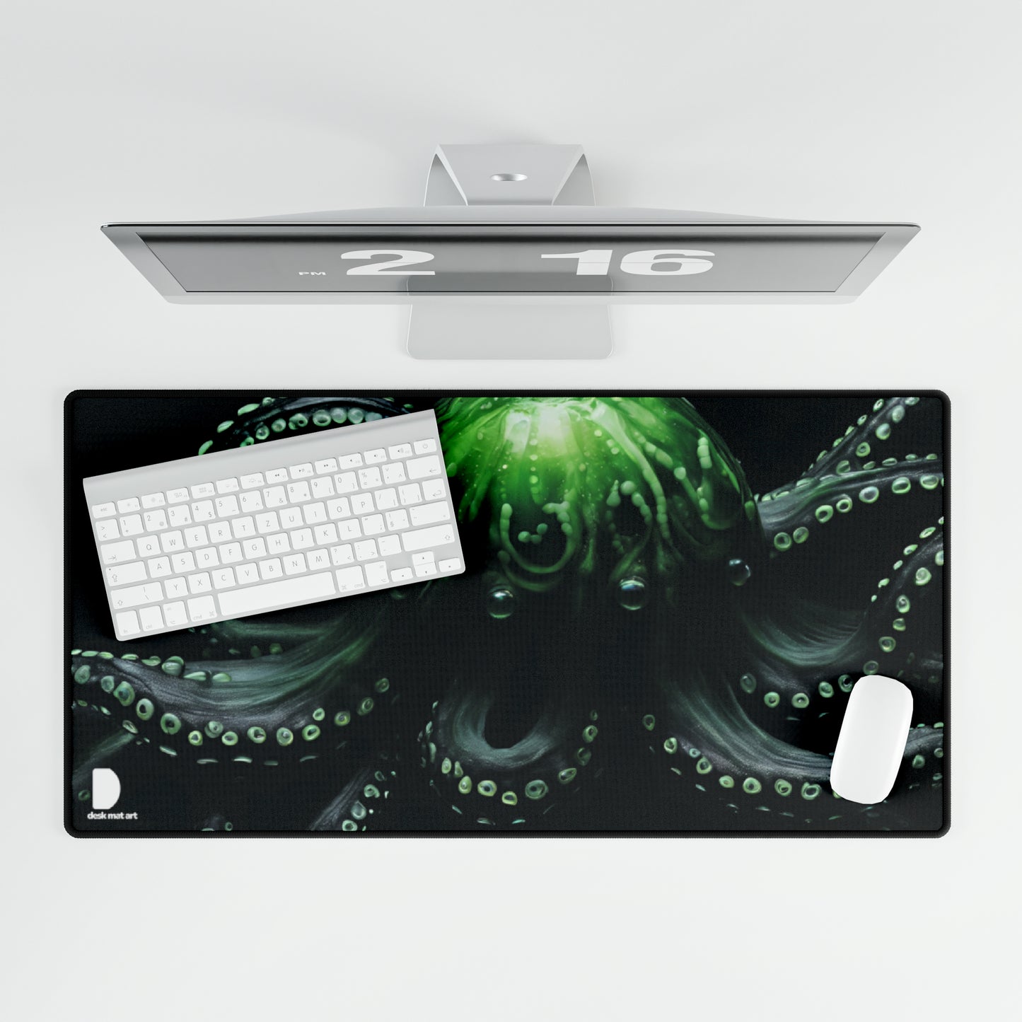 Green Octopus Alien Large Desk Mat & Mousepad | 800x400mm