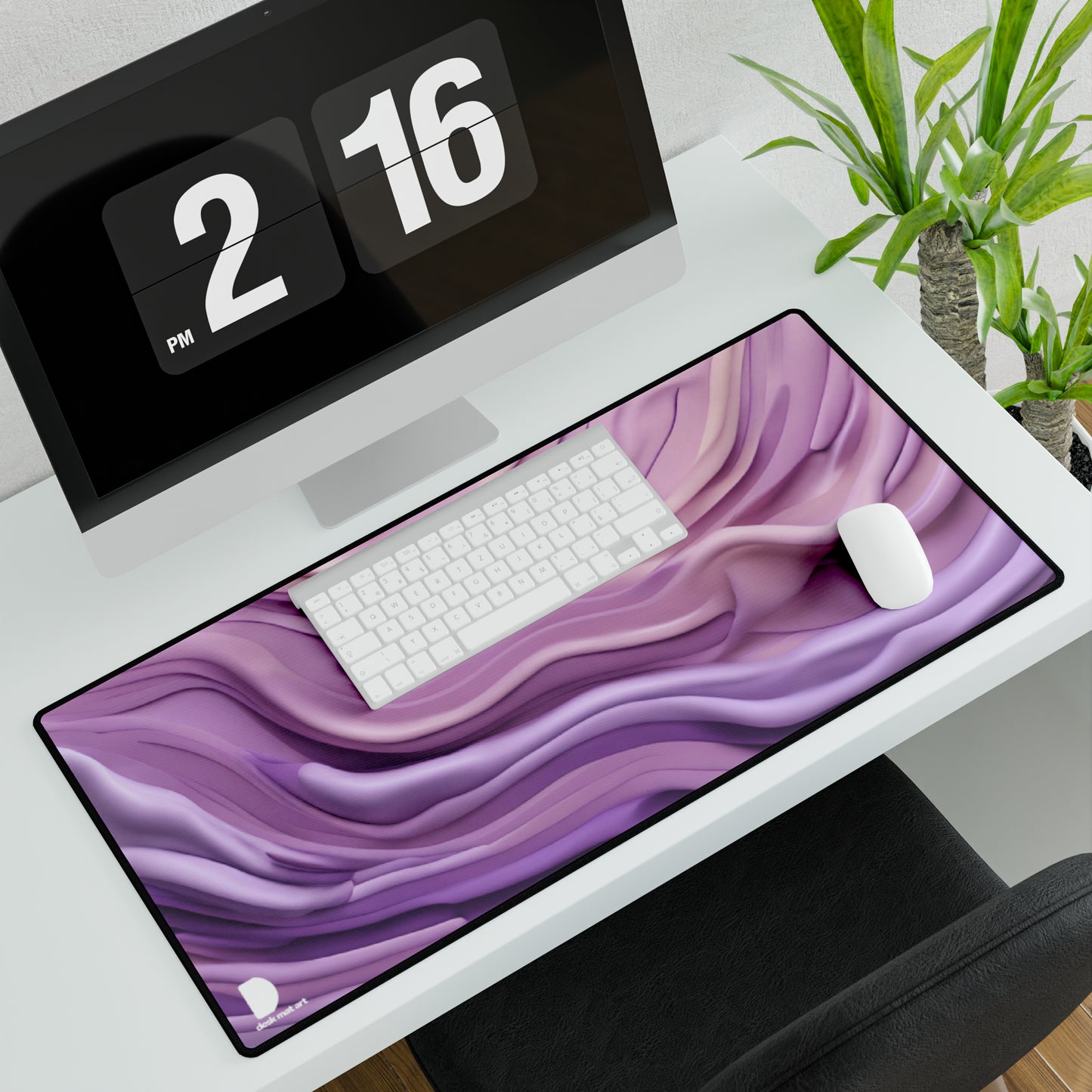 Pastel Lilac Lines Large Desk Mat & Mousepad | 800x400mm