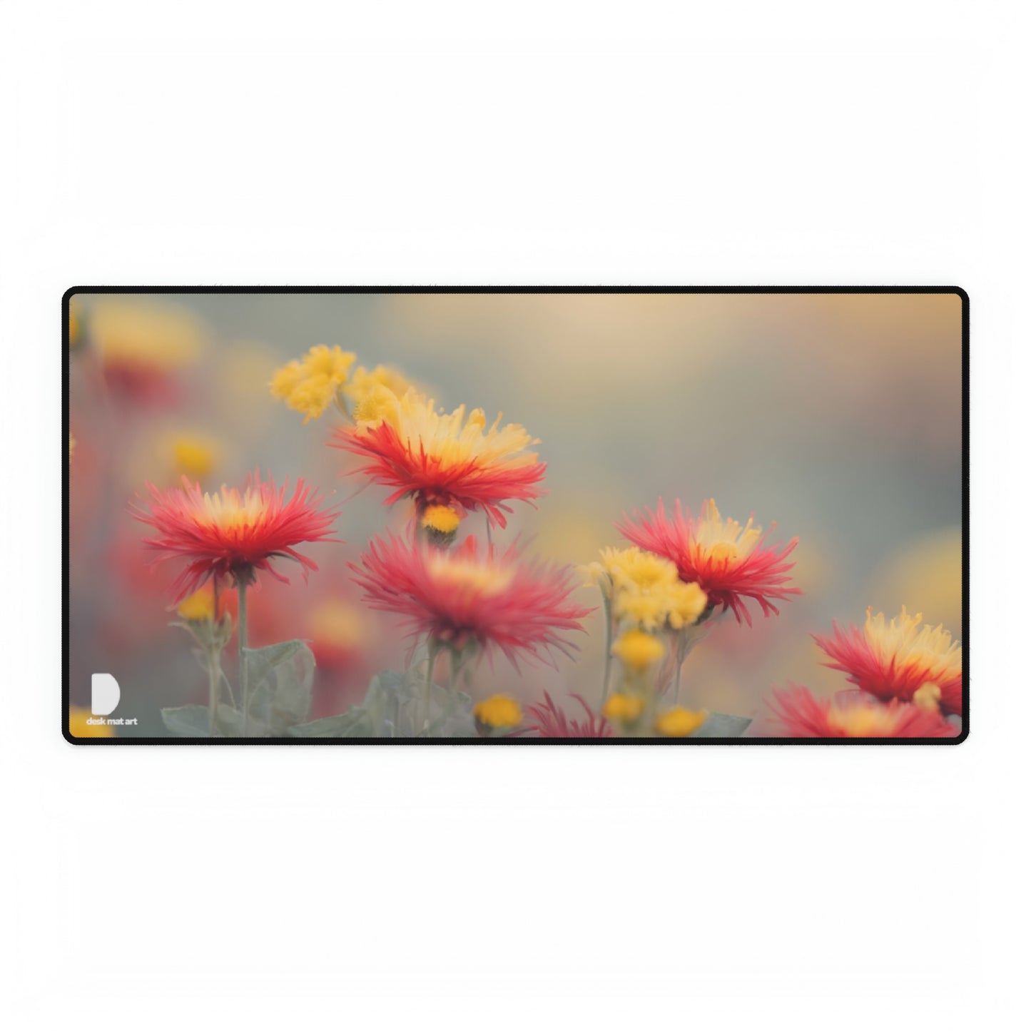 Pastel Red and Yellow Flowers Large Desk Mat & Mousepad | 800x400mm