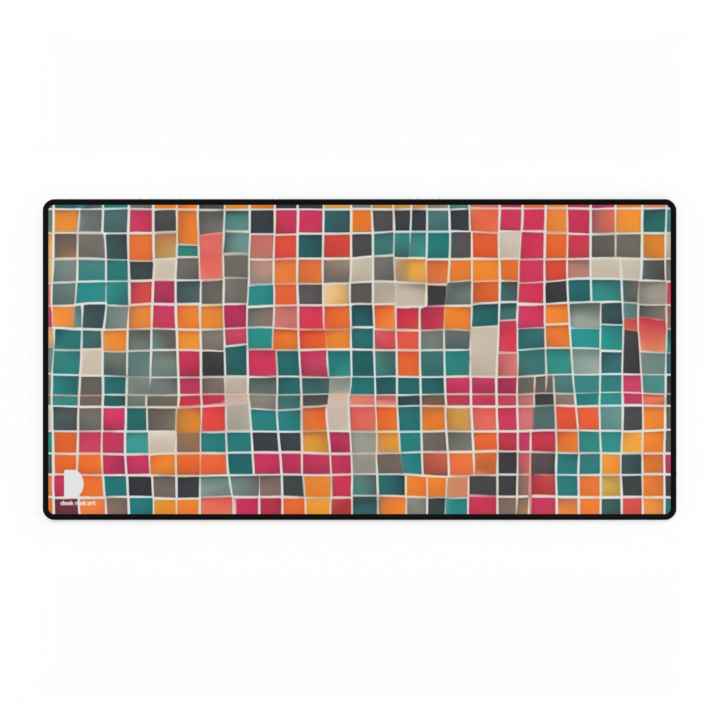 Coloured Square Pattern Large Desk Mat & Mousepad | 800x400mm