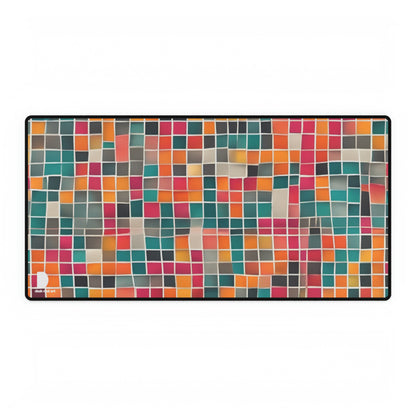 Coloured Square Pattern Large Desk Mat & Mousepad | 800x400mm