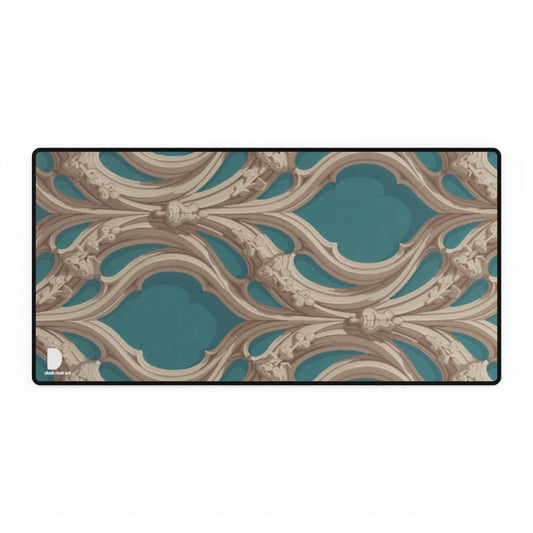 Paper wallpaper with decor of Gothic window traceries, Benedetto Pastorini Large Desk Mat & Mousepad | 800x400mm