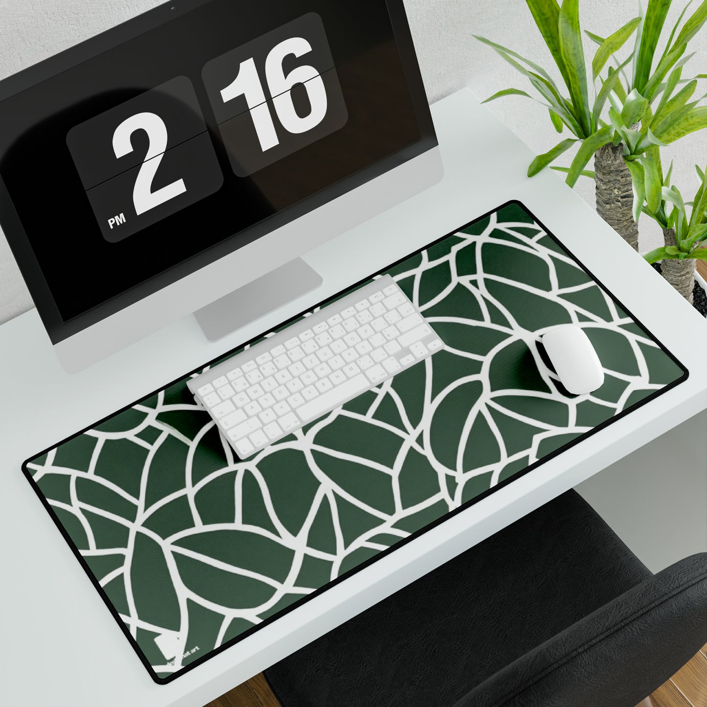 Green Line Pattern Large Desk Mat & Mousepad | 800x400mm