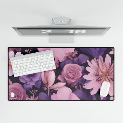 Pink & Violet Flowers Large Desk Mat & Mousepad | 800x400mm