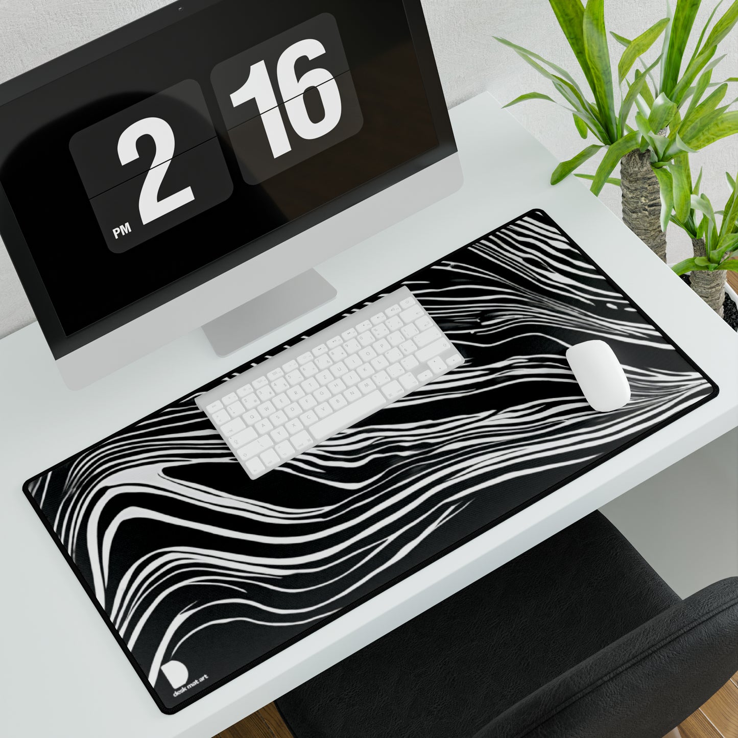 Black Lines Large Desk Mat & Mousepad | 800x400mm