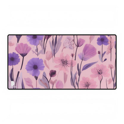 Pink And Violet Flower Design Large Desk Mat & Mousepad | 800x400mm