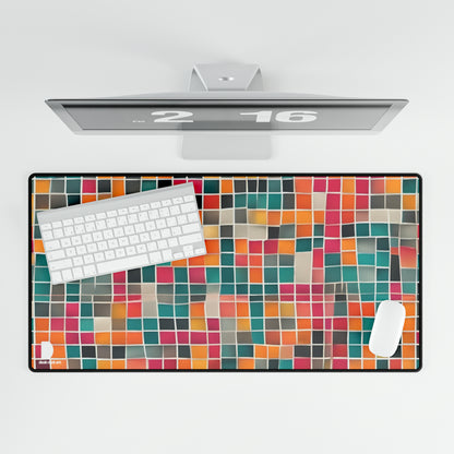 Coloured Square Pattern Large Desk Mat & Mousepad | 800x400mm