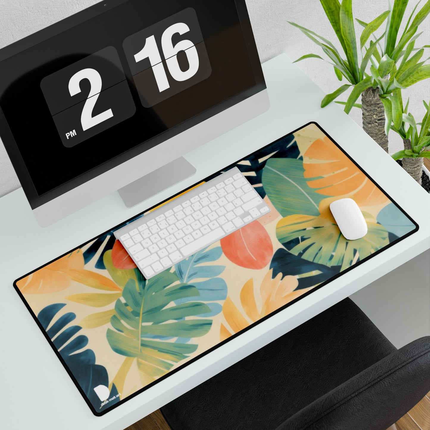 Pastel Leaves Large Desk Mat & Mousepad | 800x400mm