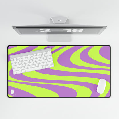 Green & Purple Waves Large Desk Mat & Mousepad | 800x400mm