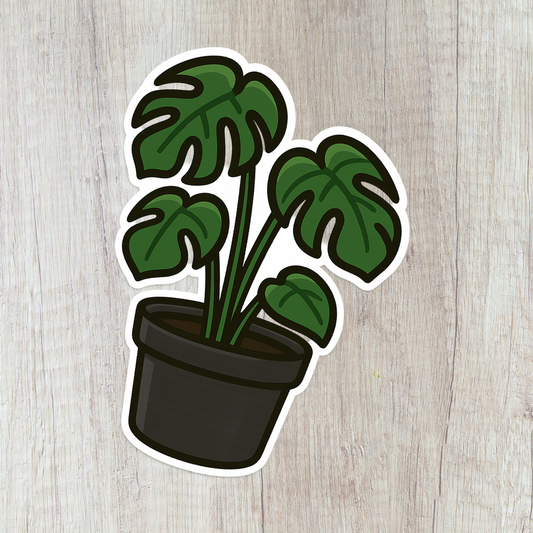 Green Monstera Sticker – Matte – 70mm