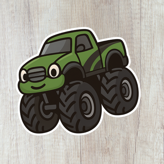 Green Monster Truck Chibi Sticker – Matte – 70mm