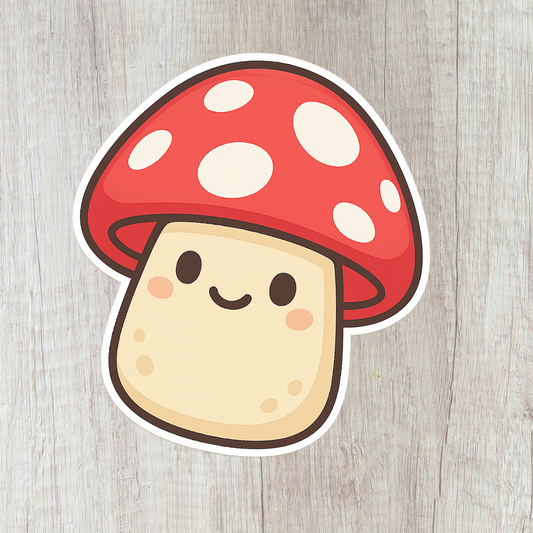 Happy Mushroom Chibi Sticker – Matte – 70mm