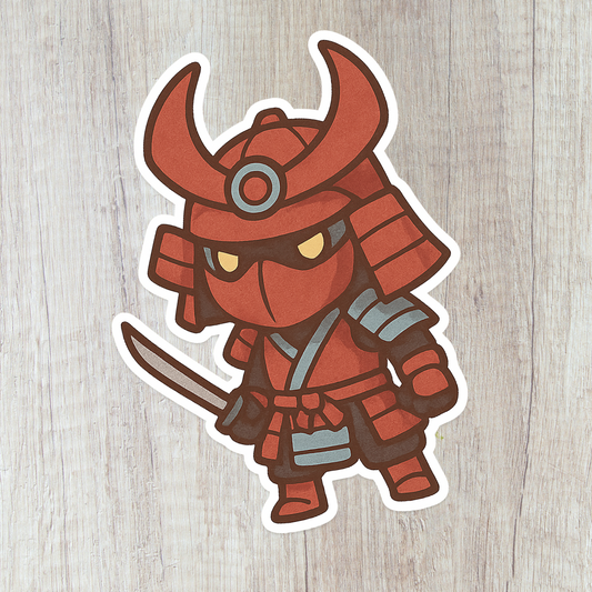 Red Ronin Samurai Chibi Sticker – Matte – 70mm